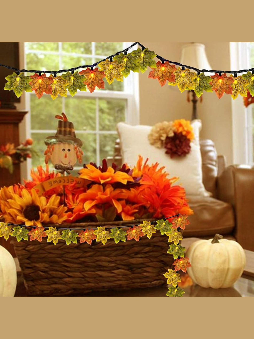 Halloween /Autumn Artificial Maple Leaf Decoration Atmosphere String Lights