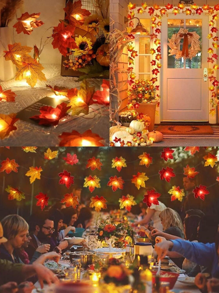 Halloween /Autumn Artificial Maple Leaf Decoration Atmosphere String Lights