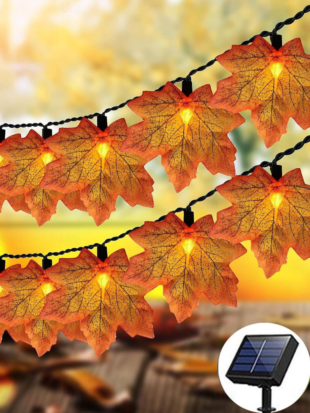 Halloween /Autumn Artificial Maple Leaf Decoration Atmosphere String Lights