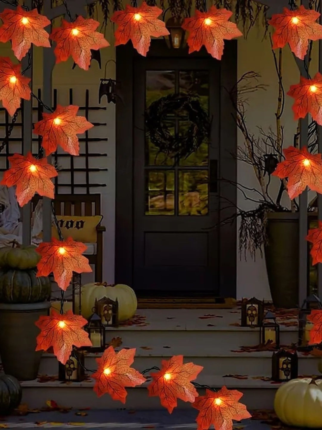 Halloween /Autumn Artificial Maple Leaf Decoration Atmosphere String Lights