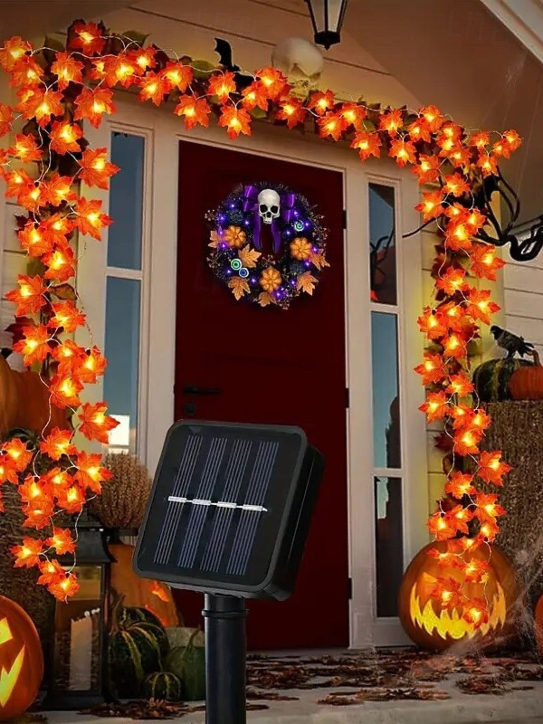 Halloween /Autumn Artificial Maple Leaf Decoration Atmosphere String Lights