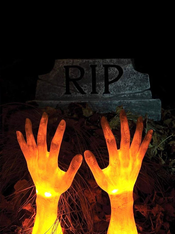 Solar Powered Zombie Hand Glowing Lights Halloween Horror Decoration Props