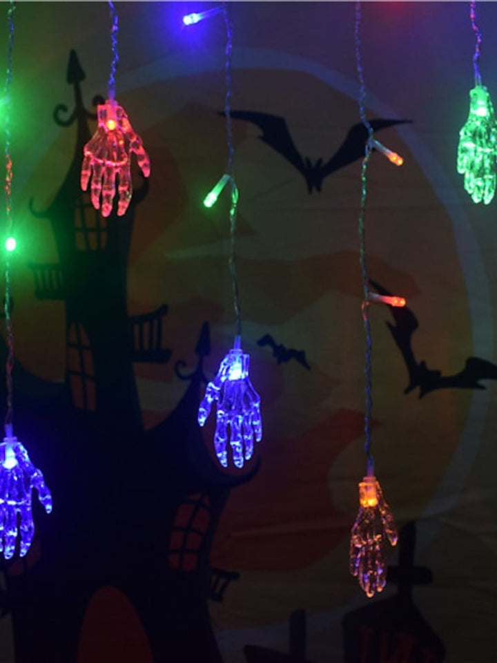 Halloween Cute Realistic Pumpkin Crystal Icicle Curtain String Lights