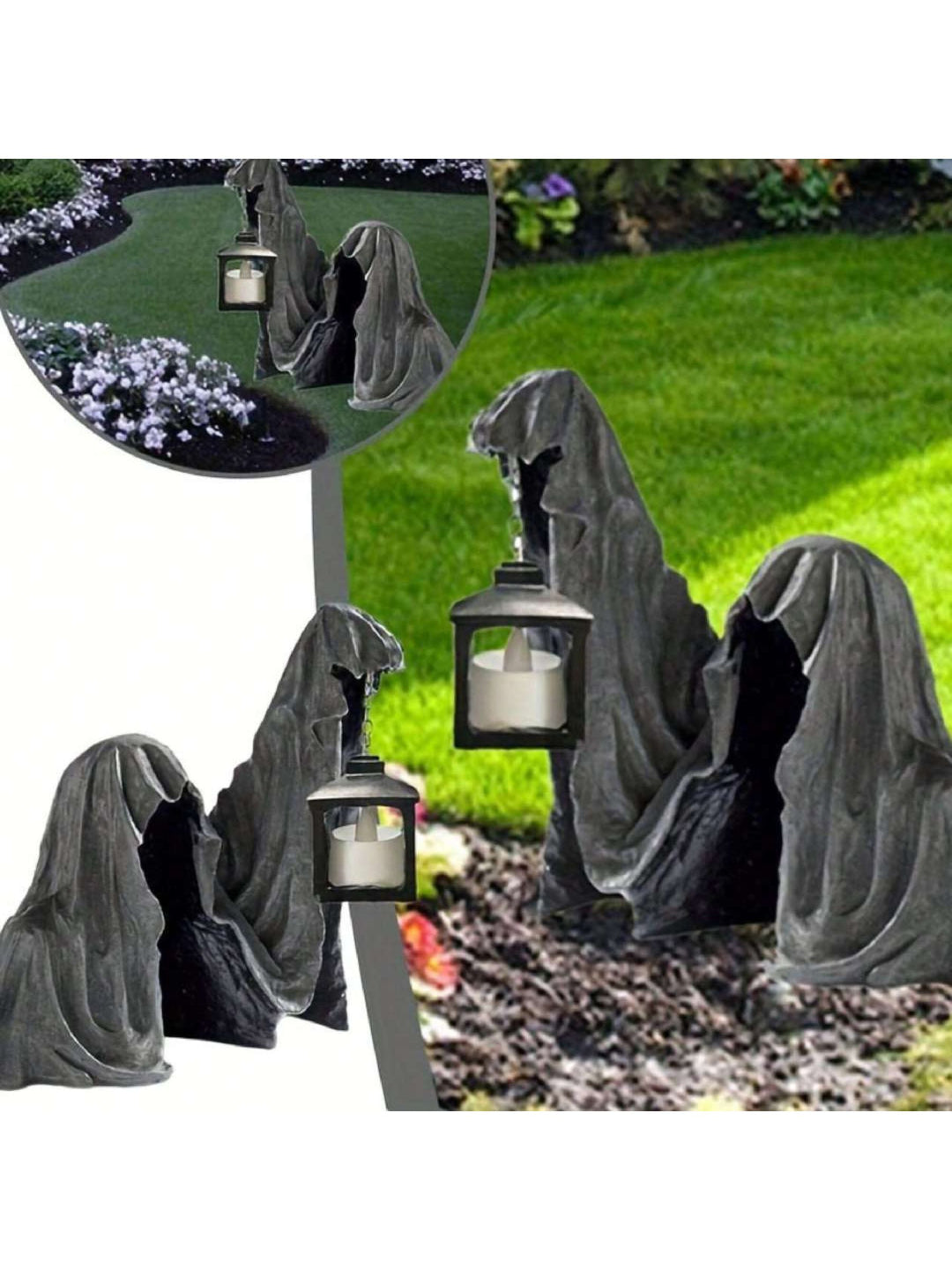 Halloween Horror Carrying Lamp Hell Death Resin Statue Floor Decoration Lights