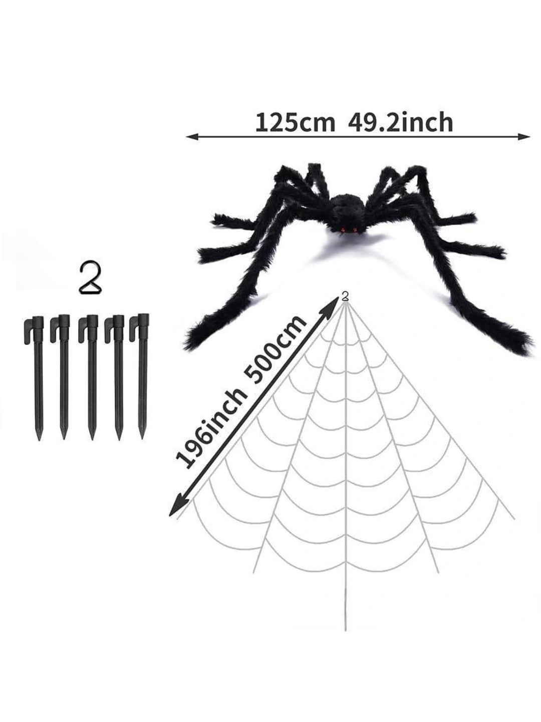 Halloween Giant Plush Scary Glowing Spider Party Decoration Props