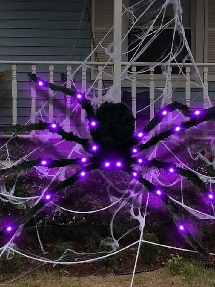 Halloween Giant Plush Scary Glowing Spider Party Decoration Props