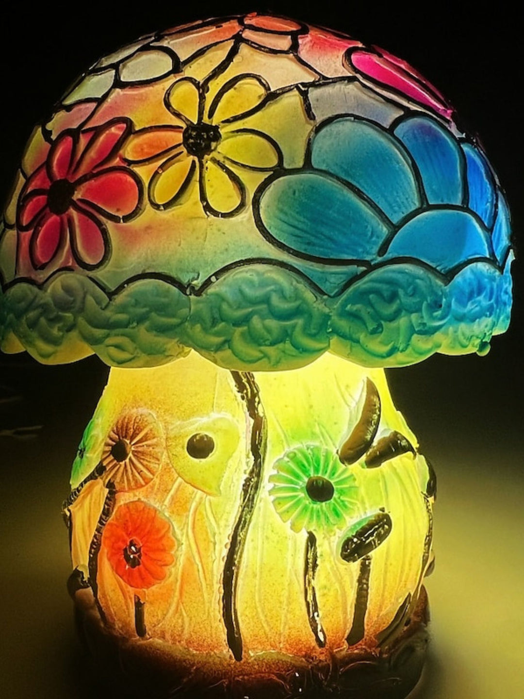 Halloween Exquisite Imitation Stained Glass Mushroom Night Light