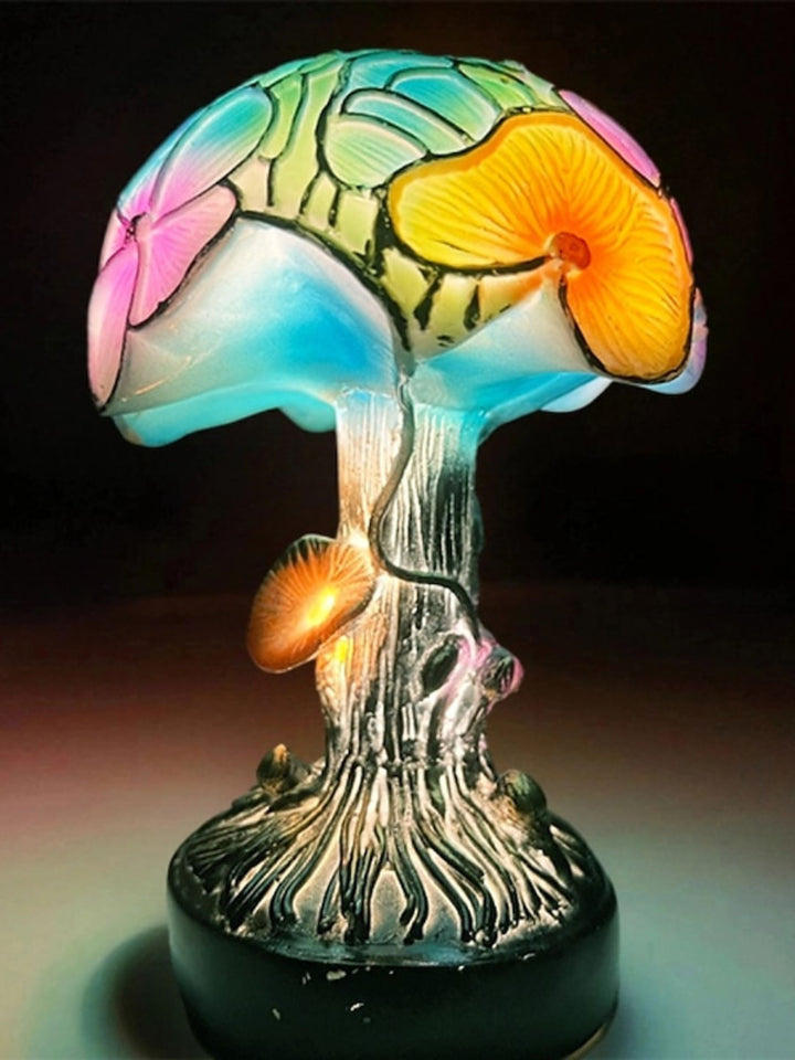 Halloween Exquisite Imitation Stained Glass Mushroom Night Light