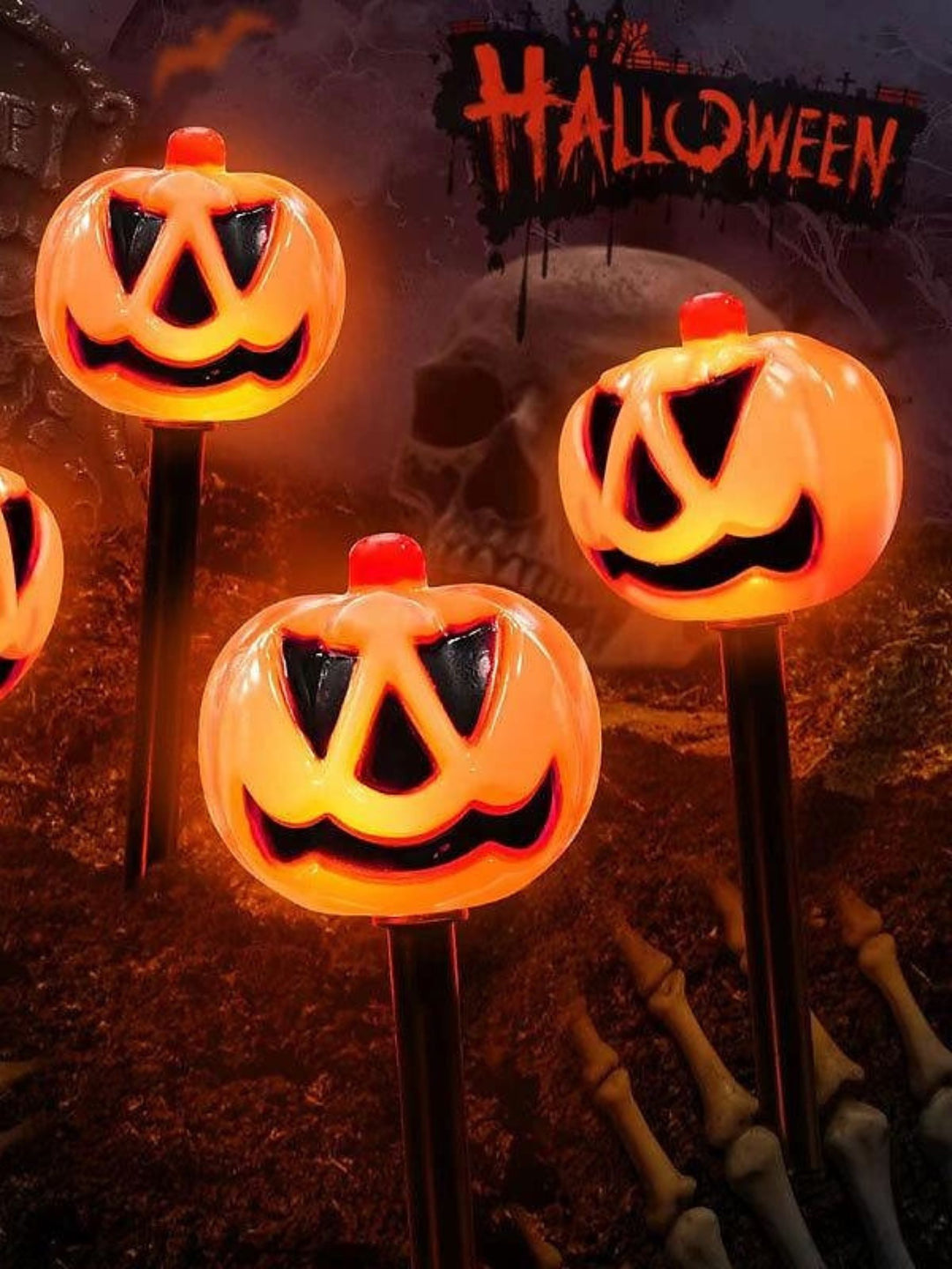 Halloween Solar Pumpkin Skull Ghost Floor Insertion Horror Decoration Lantern