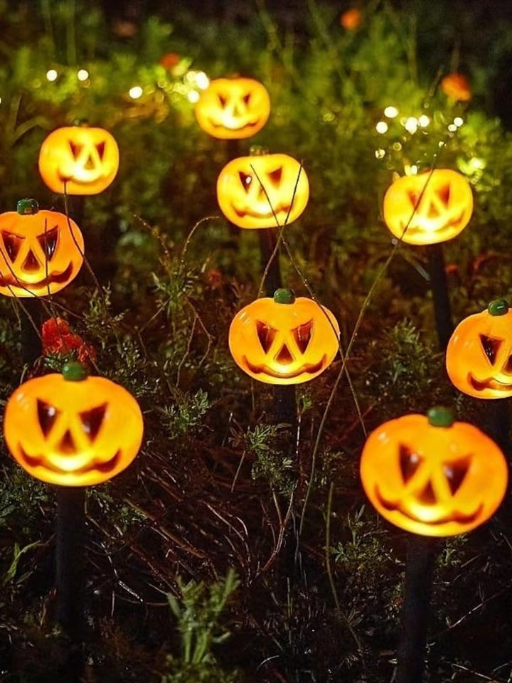 Halloween Solar Pumpkin Skull Ghost Floor Insertion Horror Decoration Lantern