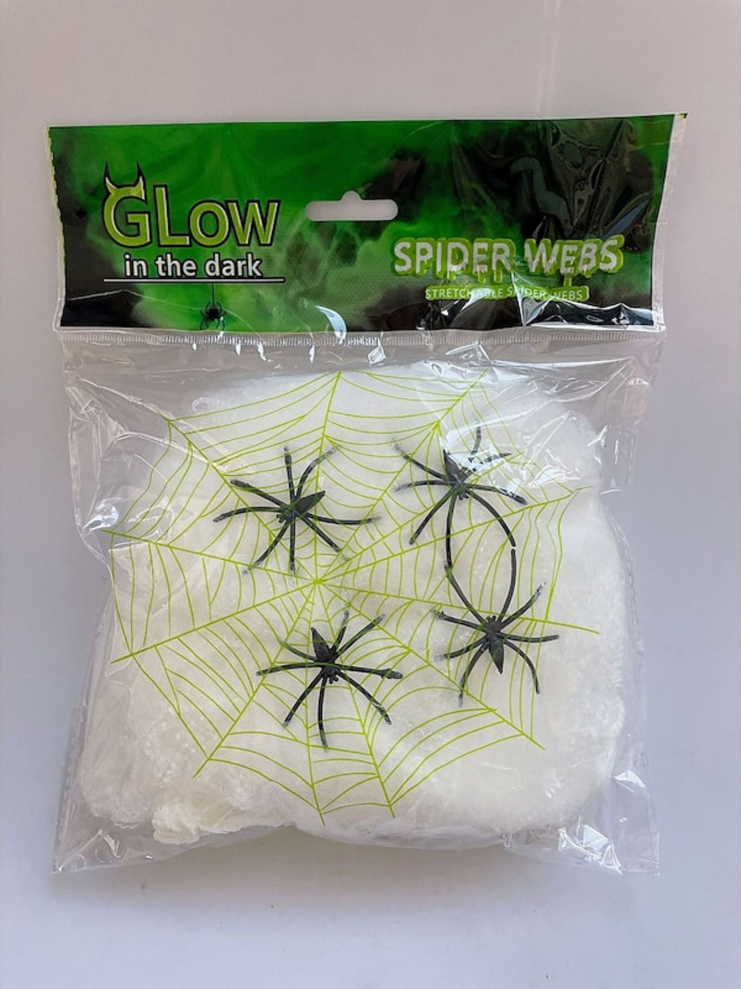 Halloween White Glow in the Dark Stretch Spider Webs Masquerade Party Decoration Props