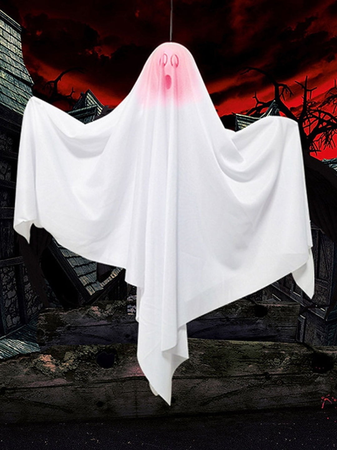 Glowing Hanging Horror LED Ghost Scary Ambiance Light Halloween Decorative Props