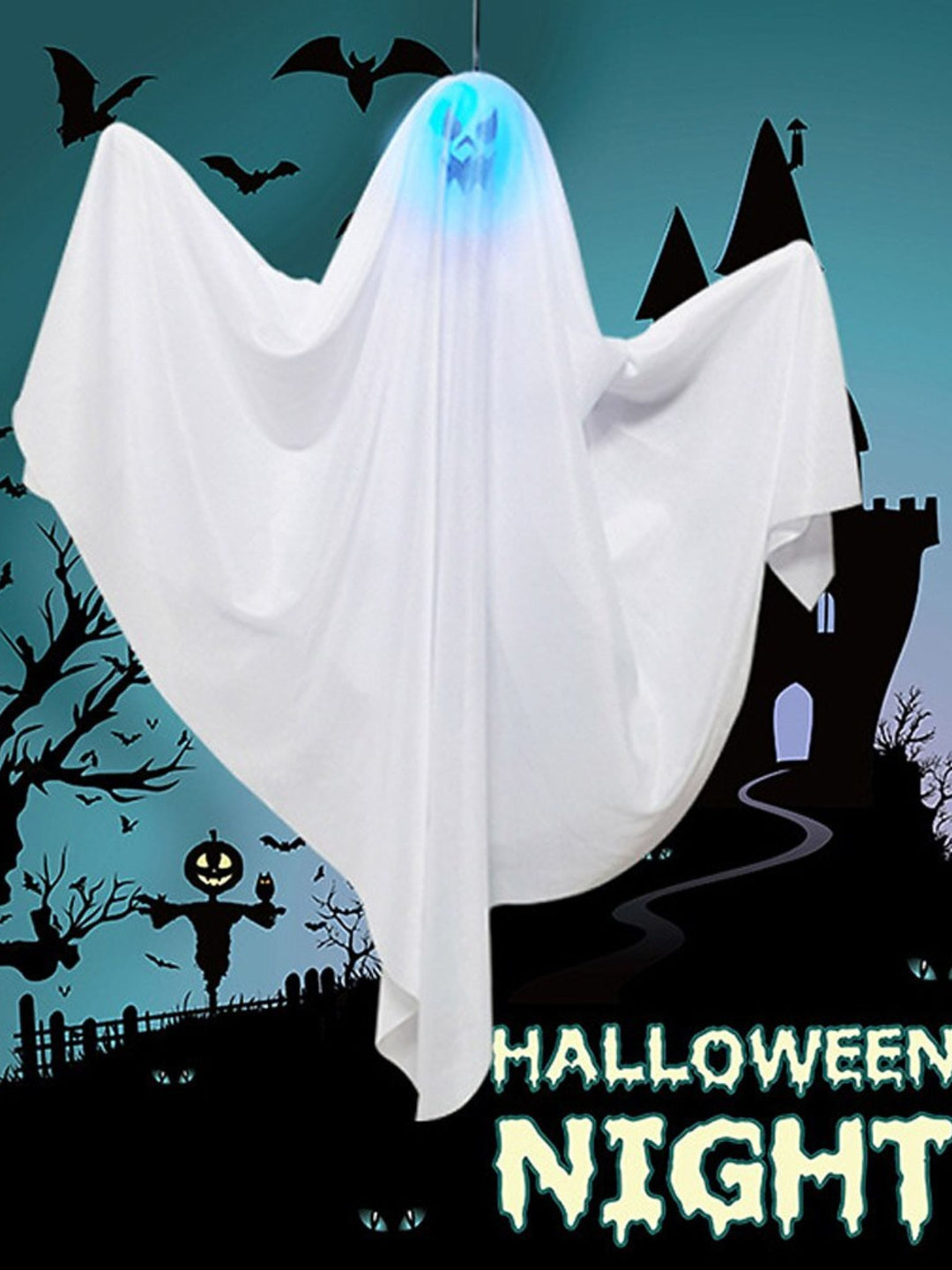 Glowing Hanging Horror LED Ghost Scary Ambiance Light Halloween Decorative Props