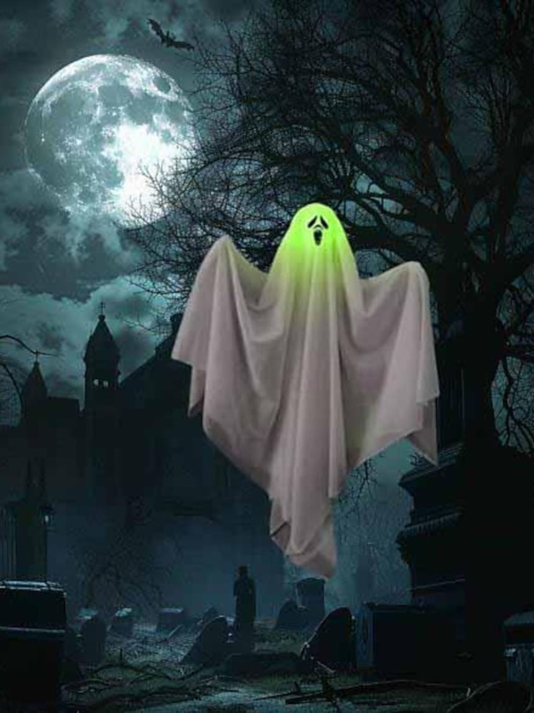 Glowing Hanging Horror LED Ghost Scary Ambiance Light Halloween Decorative Props