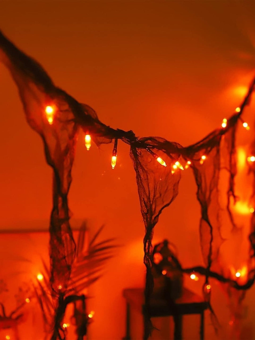 Halloween Black Mesh Gothic Horror Atmosphere String Lights