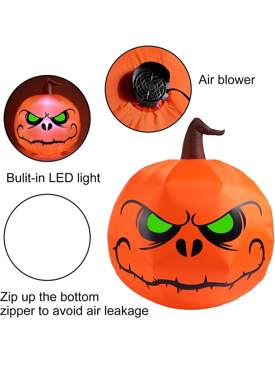 Halloween Outdoor Orange Inflatable Witch Pumpkin Light Decoration Props