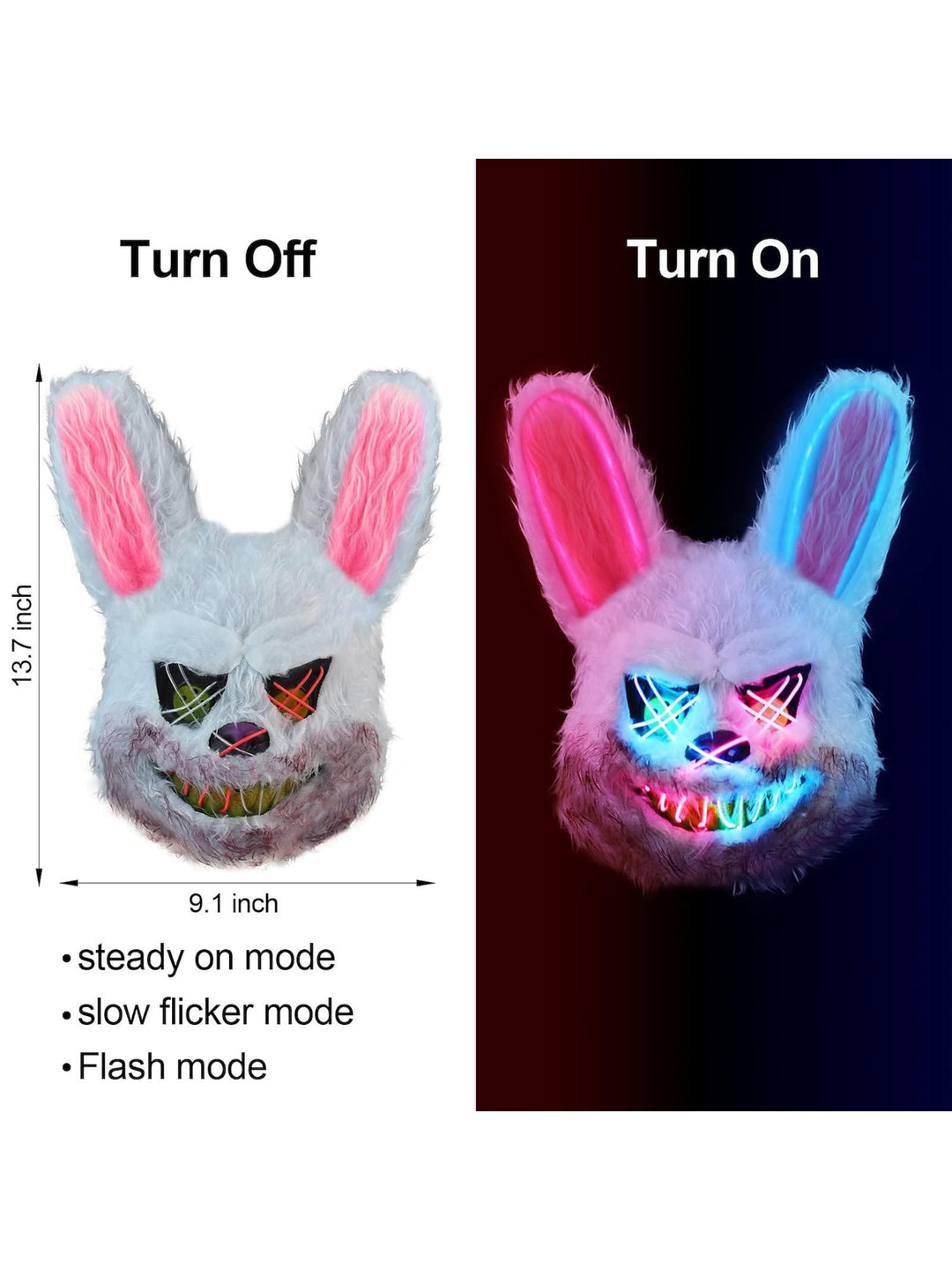 Halloween Cartoon Scary Plush Stitched Glow Mask