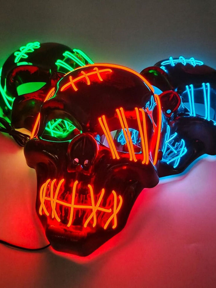 Halloween Skull Pirate LED Light Up Costume Mask Props