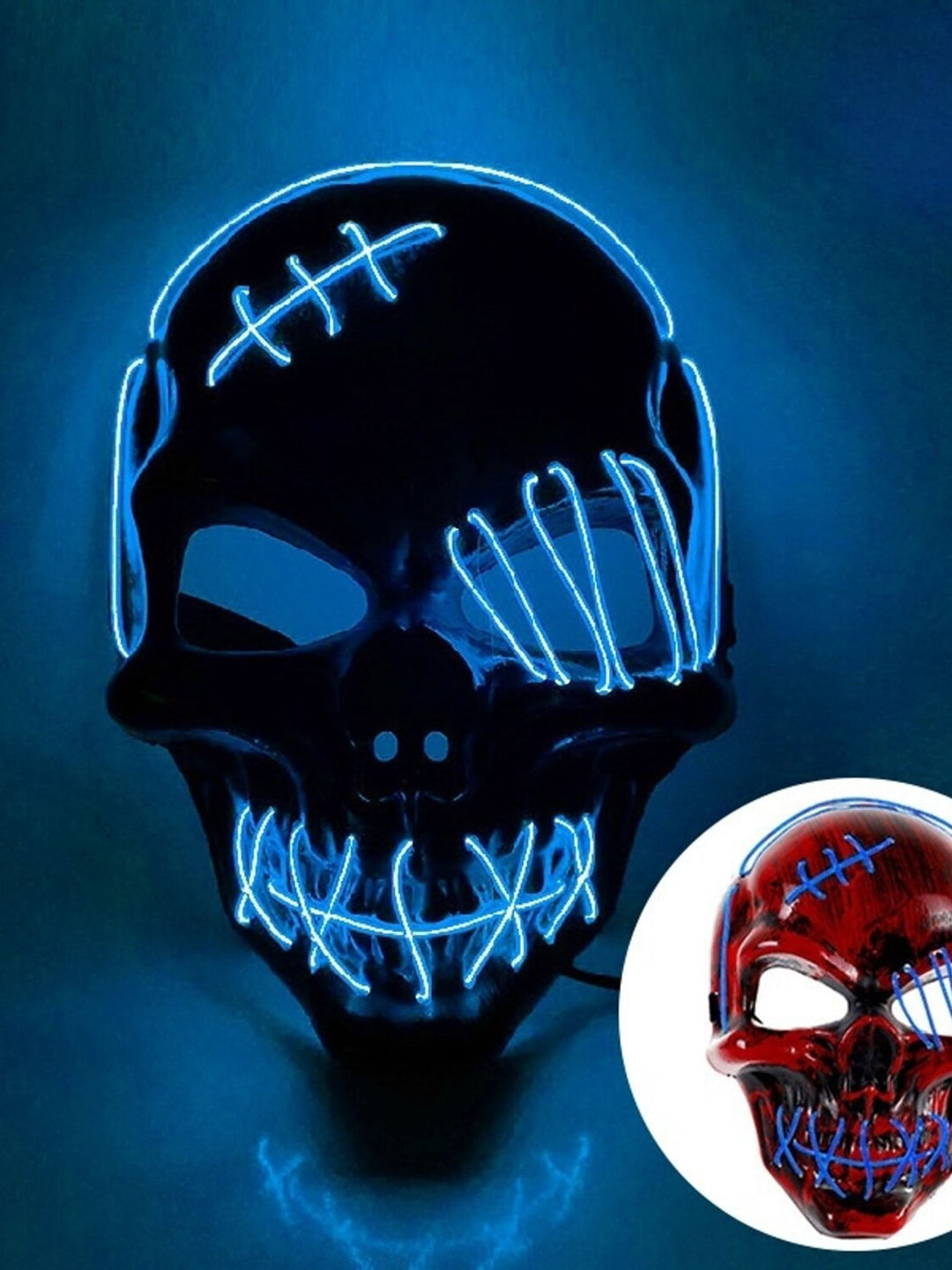 Halloween Skull Pirate LED Light Up Costume Mask Props