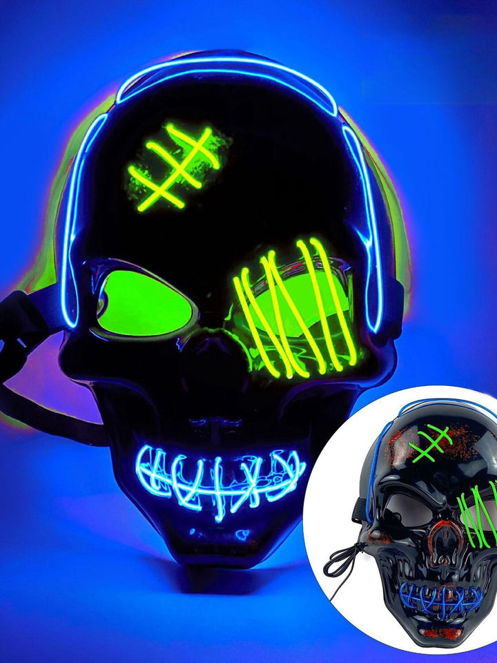 Halloween Skull Pirate LED Light Up Costume Mask Props