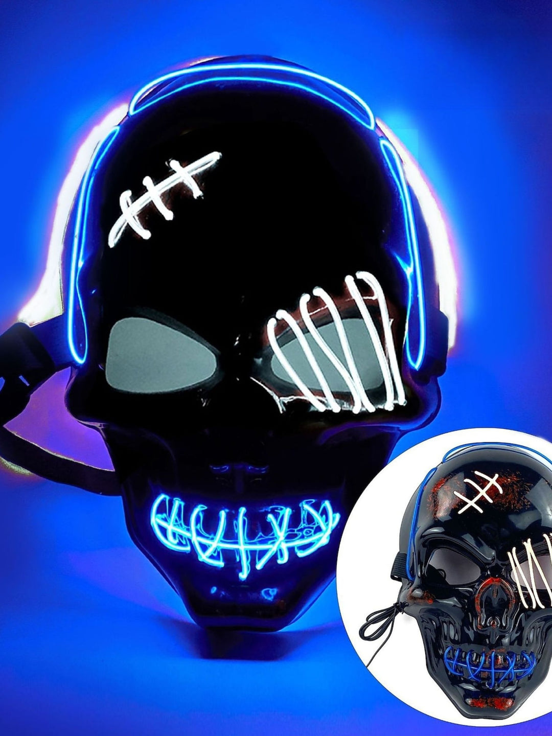 Halloween Skull Pirate LED Light Up Costume Mask Props