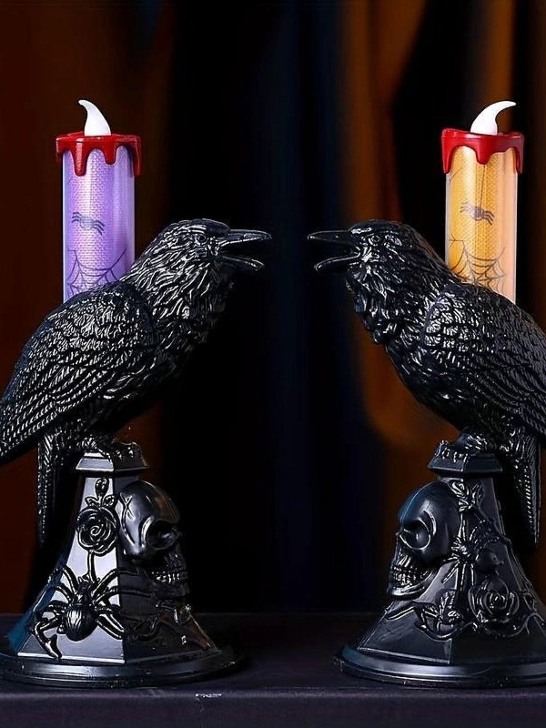 Halloween Black Raven Candle Electronic Desktop Decorative Lights