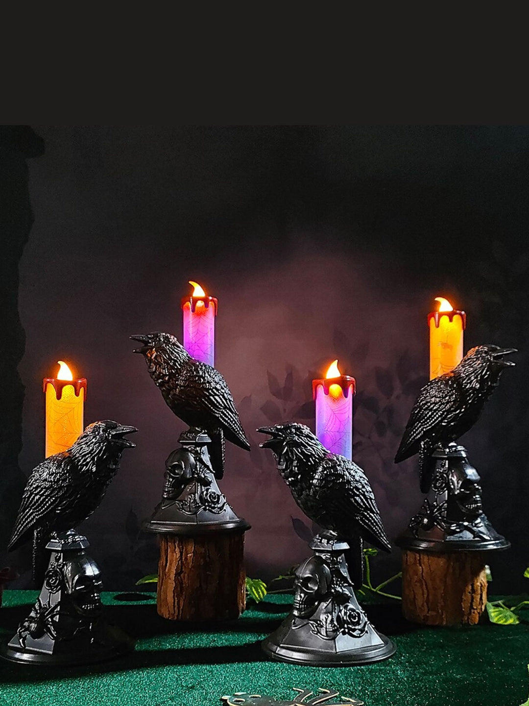 Halloween Black Raven Candle Electronic Desktop Decorative Lights