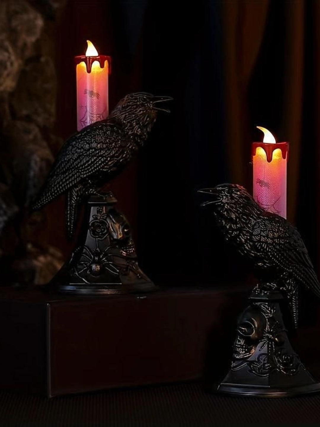 Halloween Black Raven Candle Electronic Desktop Decorative Lights