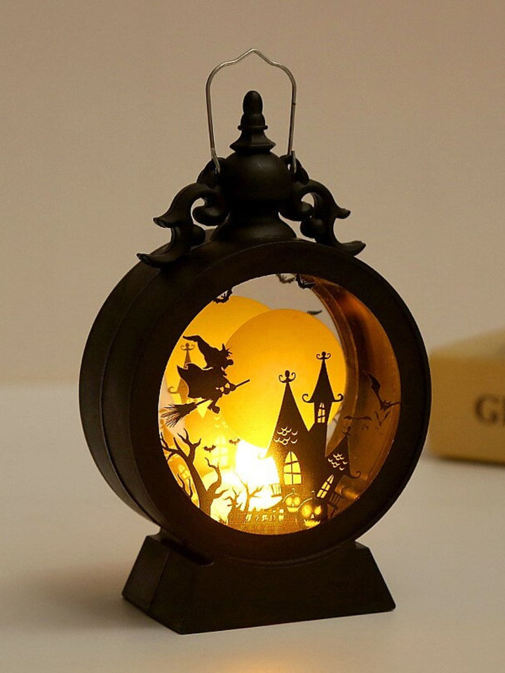 Black Retro Glass Hanging Decoration Round Lantern Halloween Garden Props