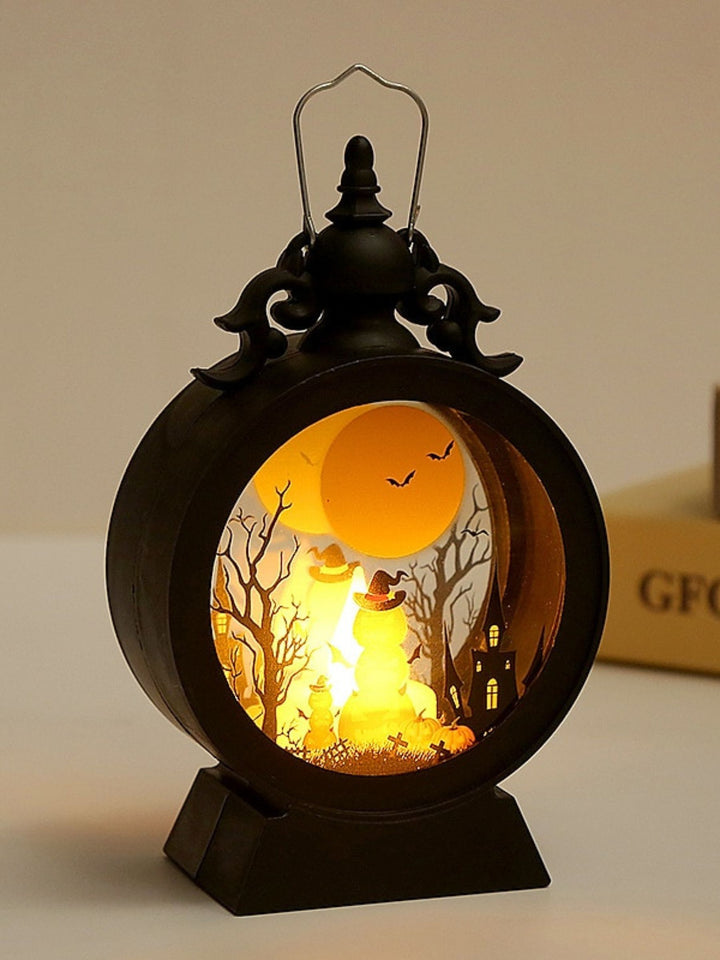 Black Retro Glass Hanging Decoration Round Lantern Halloween Garden Props