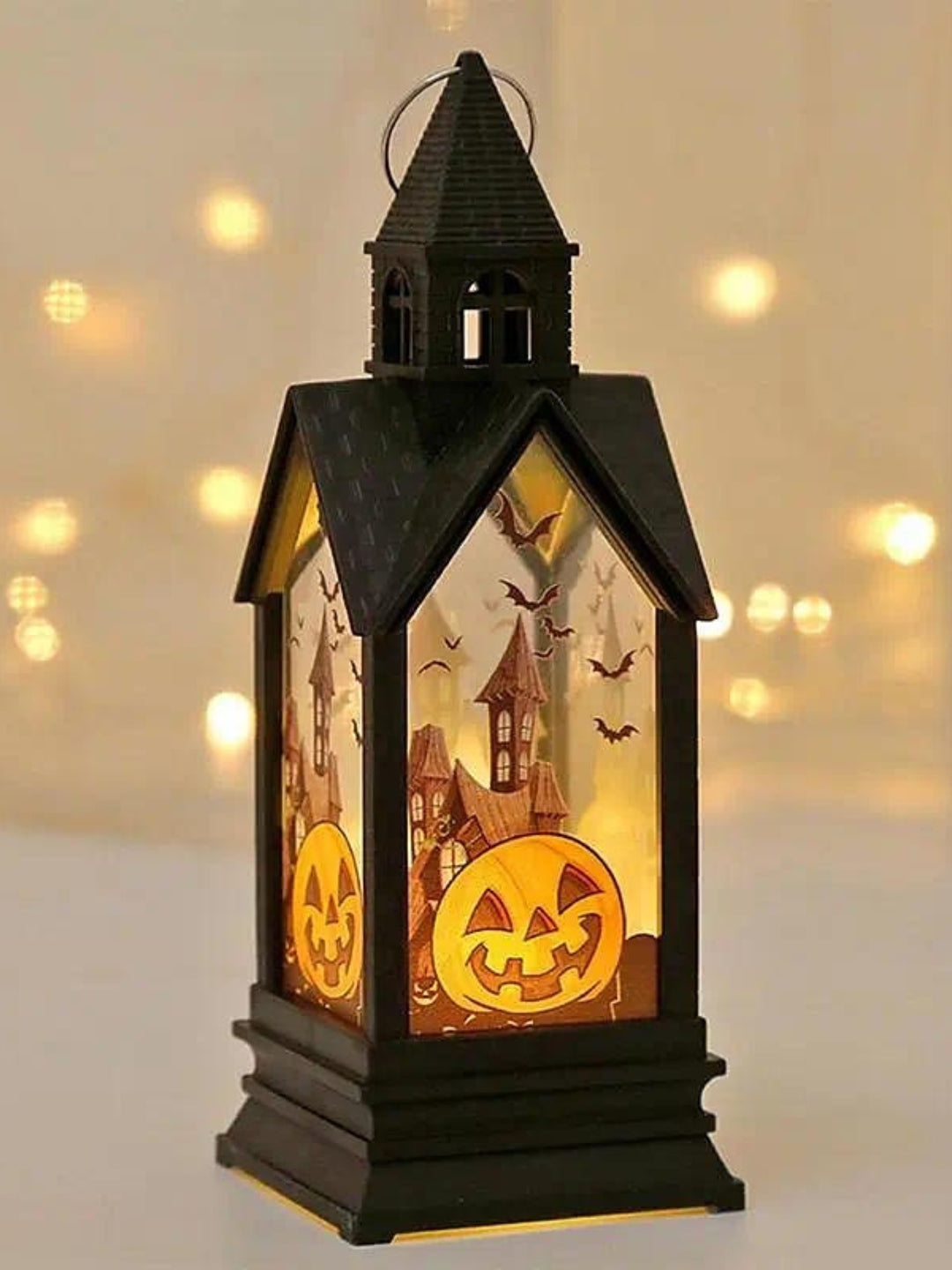 Halloween Black Retro Castle LED Candle Table Lamp Decoration Prop