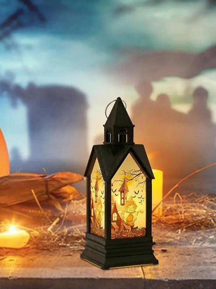 Halloween Black Retro Castle LED Candle Table Lamp Decoration Prop