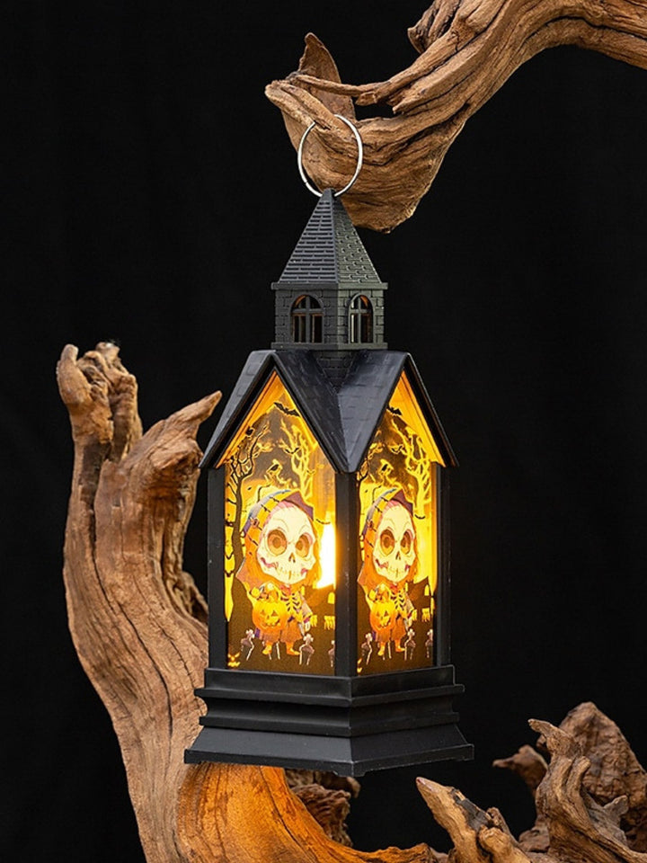 Halloween Black Retro Castle LED Candle Table Lamp Decoration Prop