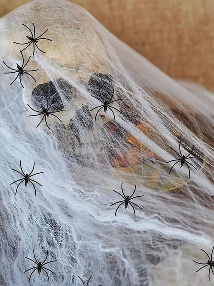 Halloween Glowing Eyes Spider Web Skull Hanging Decoration Prop