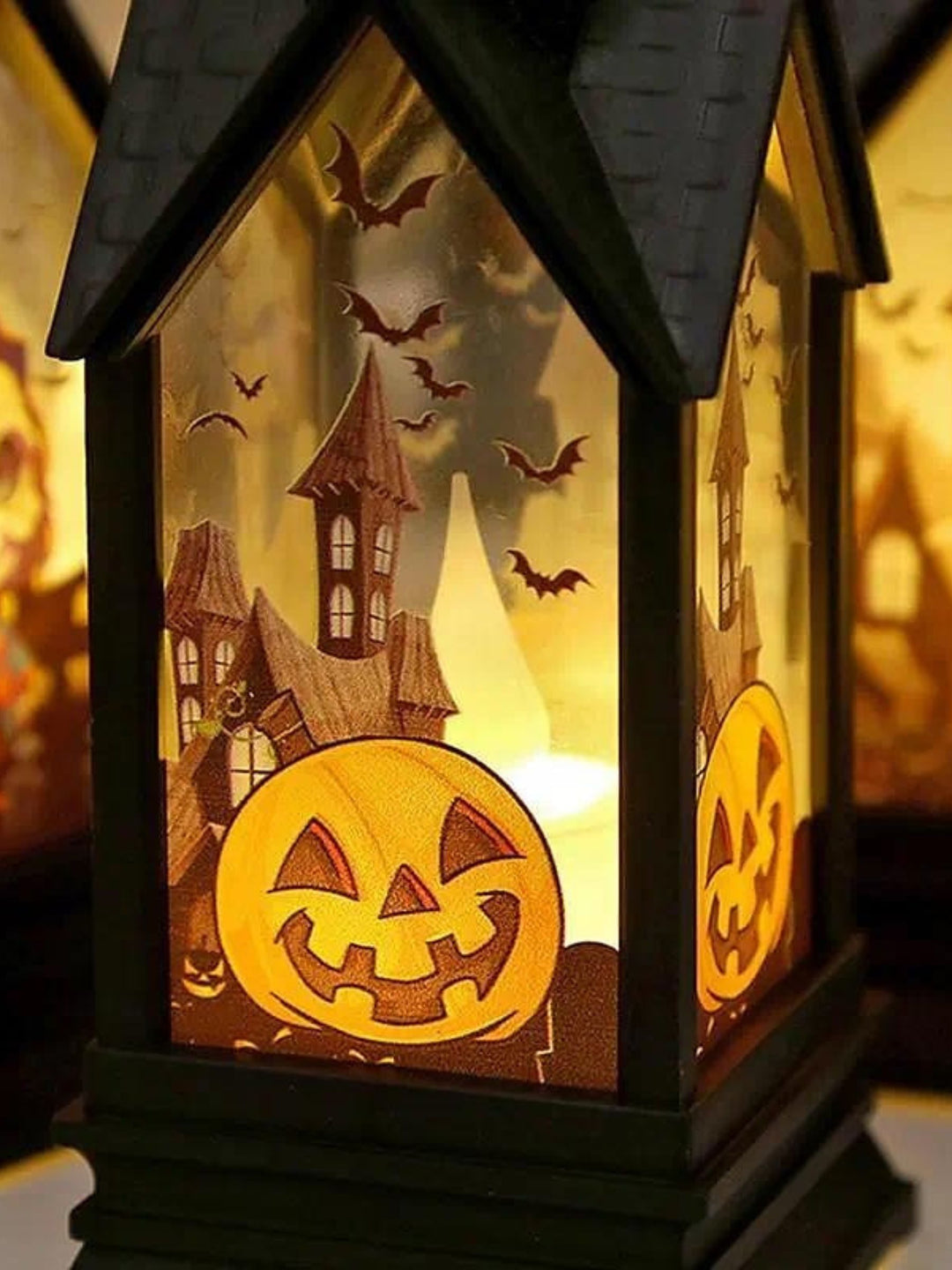 Halloween Black Retro Castle LED Candle Table Lamp Decoration Prop