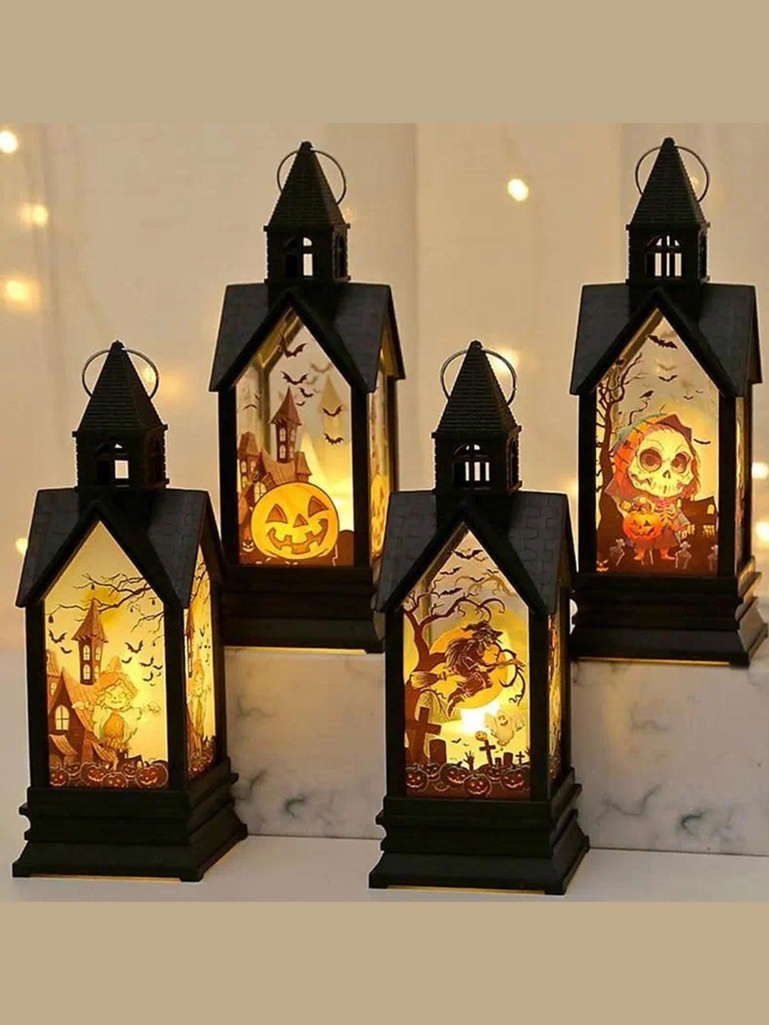 Halloween Black Retro Castle LED Candle Table Lamp Decoration Prop