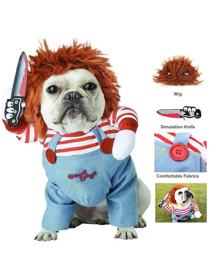 Cute Horror Dog Deadly Doll Halloween Cosplay Pet Costume