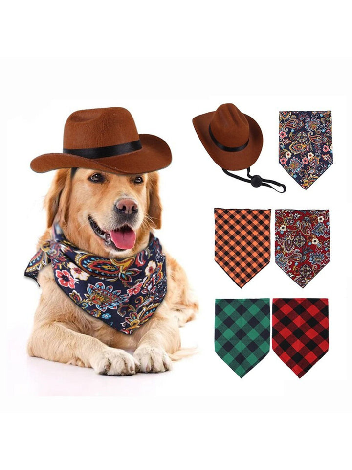 Halloween Retro Western Cowboy Hat Pet Set Accessories