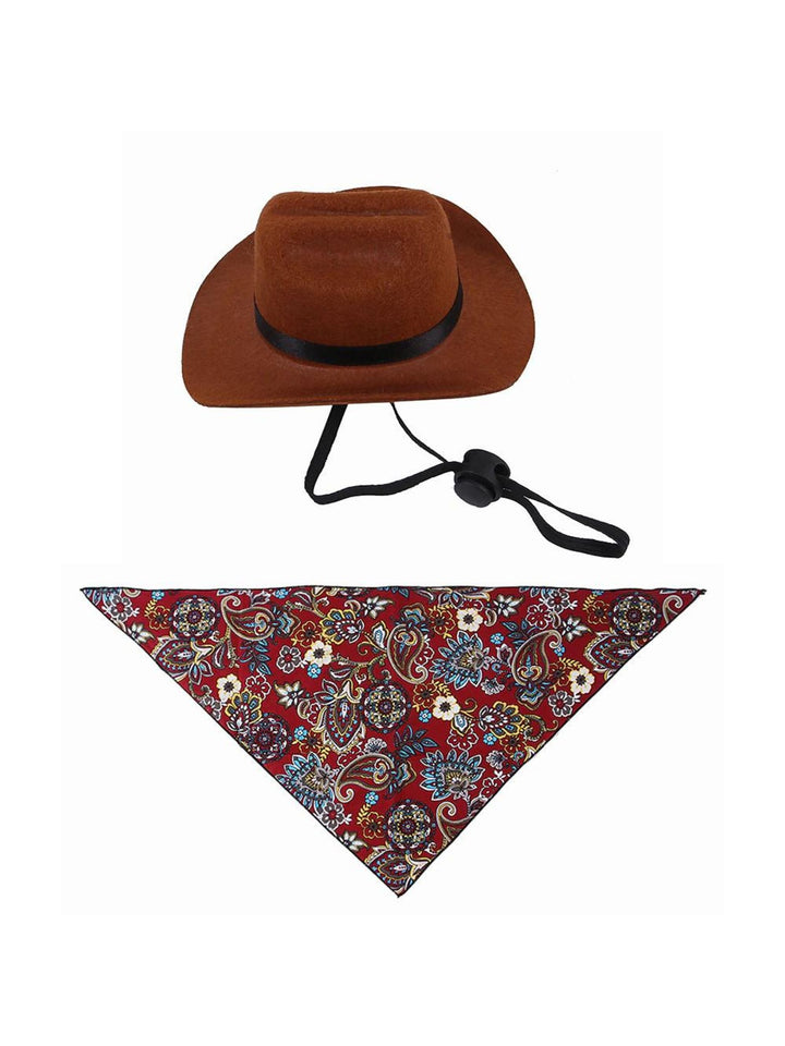 Halloween Retro Western Cowboy Hat Pet Set Accessories