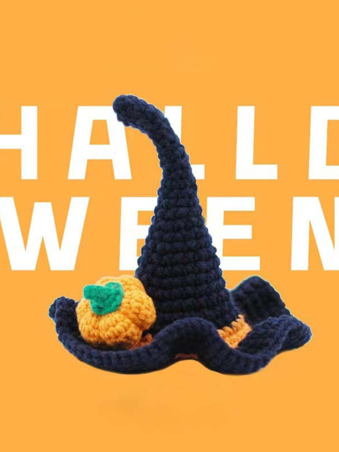 Cute Dark Blue Knitted Pumpkin Witch Hat Halloween Pet Shooting Props