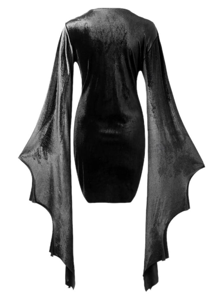 Sheath/Column Green V-Neck Long Bat Sleeves Short/Mini Halloween Performance Costumes Dress