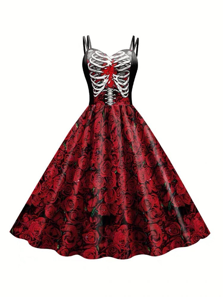 A-Line/Princess Sweetheart Sleeveless Tea-Length Halloween Performance Costumes Dress