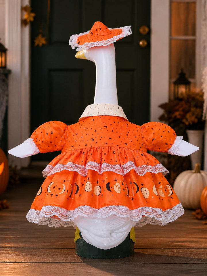 Halloween Porch Goose Outfit Black Cat Pumpkin Theme Goose Clothes Garden Yard Decor Porch Goose Costume Dress Up Set