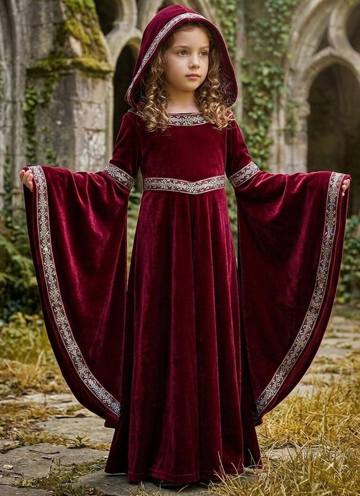 Parent Child Halloween Costume Matching Medieval Renaissance Dress Little Red Riding Hood Vampire Witch Cosplay Family Matching Outfit