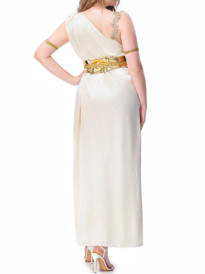 Women's Greek Goddess Costume Halloween Dress Medieval Egyptian Cleopatra Athena Goddess Gown Carnival Party Cosplay Performance Outfit