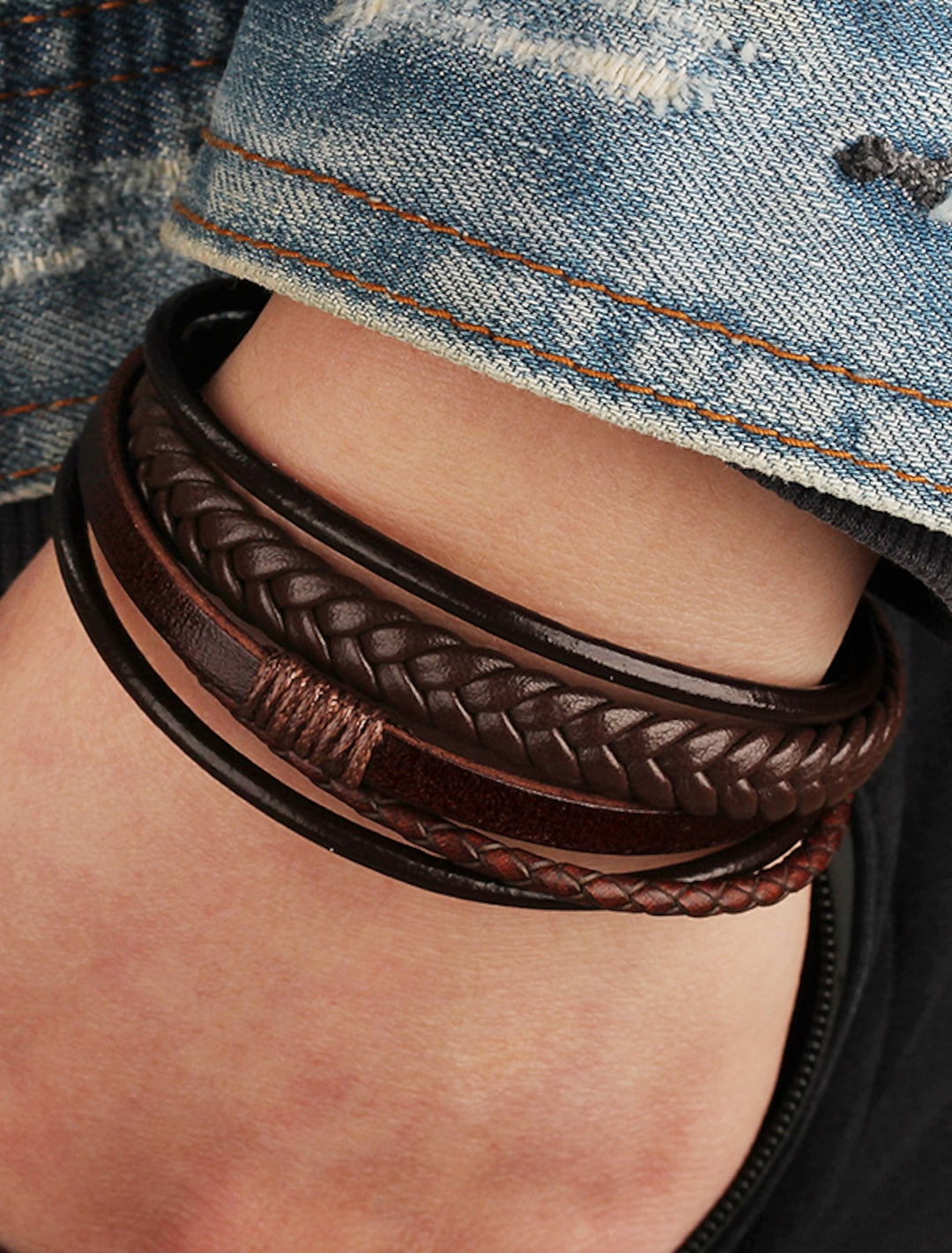 Men's Leather Bracelet Classic Imagine Stylish Simple Ethnic Fashion