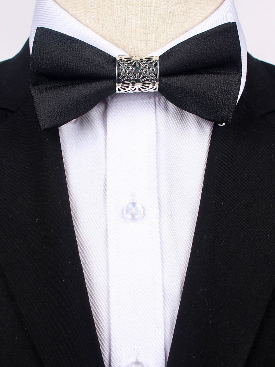 Men's Business Formal Evening Solid Color Bow Tie 2 pieces