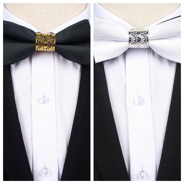 Men's Business Formal Evening Solid Color Bow Tie 2 pieces