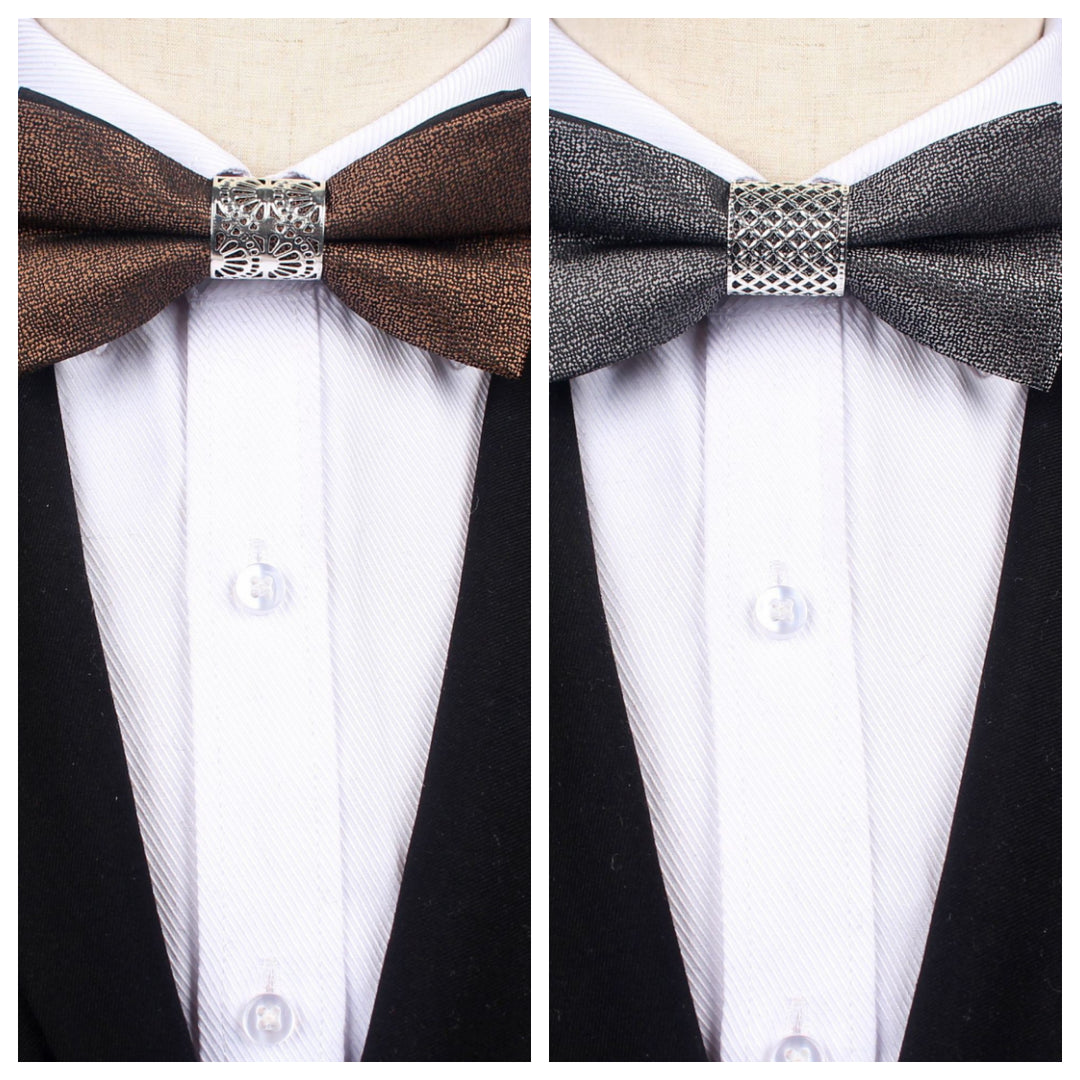 Men's Business Formal Evening Solid Color Bow Tie 2 pieces