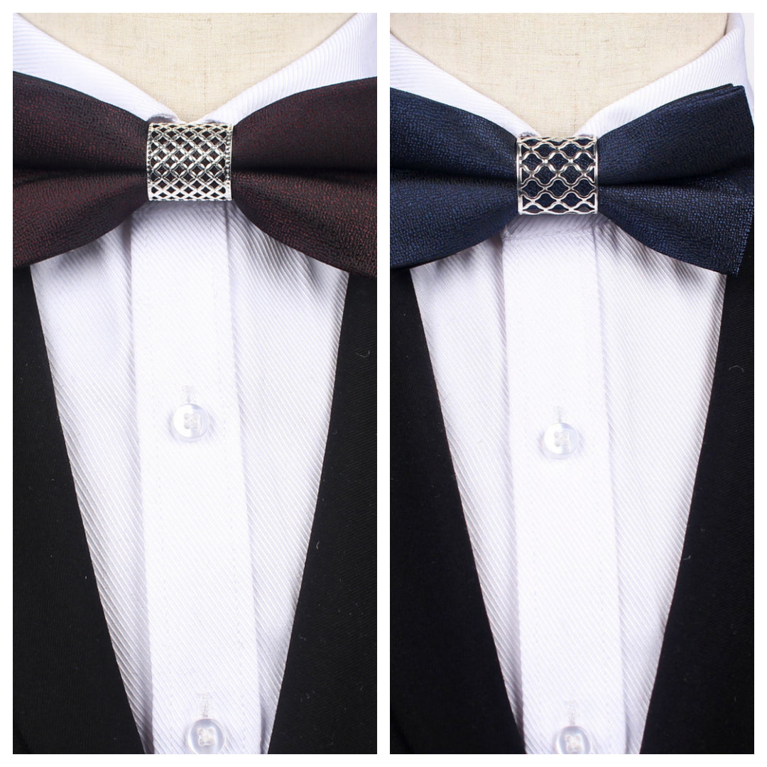 Men's Business Formal Evening Solid Color Bow Tie 2 pieces